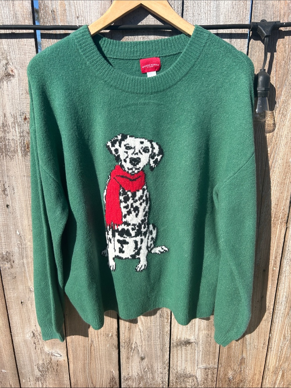 Wondershop Green Dalmatian Sweater with Red Tag